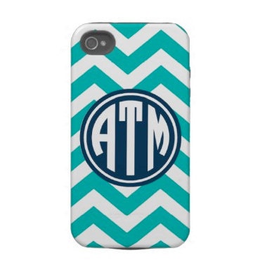 Monogrammed iPhone case Tough cover - Personalized monogram Chevron