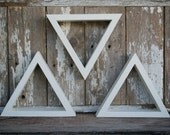 Set of 3 WHITE, 6 inch Decorative Triangle Wall Shelves