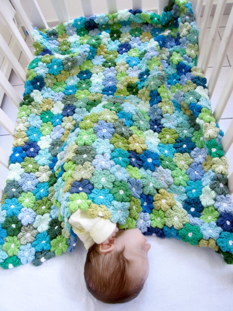 Crochet Floral Baby Blanket - PDF Pattern