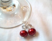 Beautiful Red and Black Diamond Glass Pearl & Rondelle Earrings