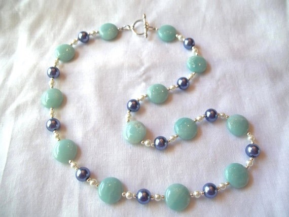 100% Donation Item-- Beautiful Amazonite & Cornflower Blue Necklace