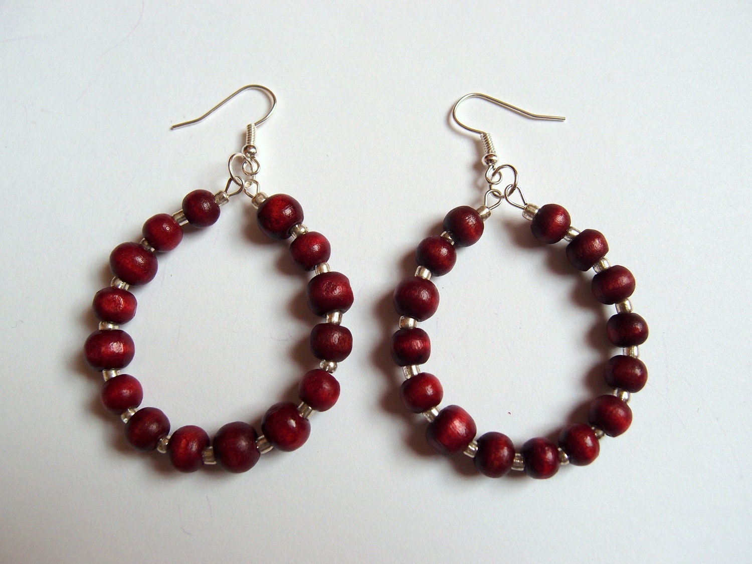Red beaded hoops