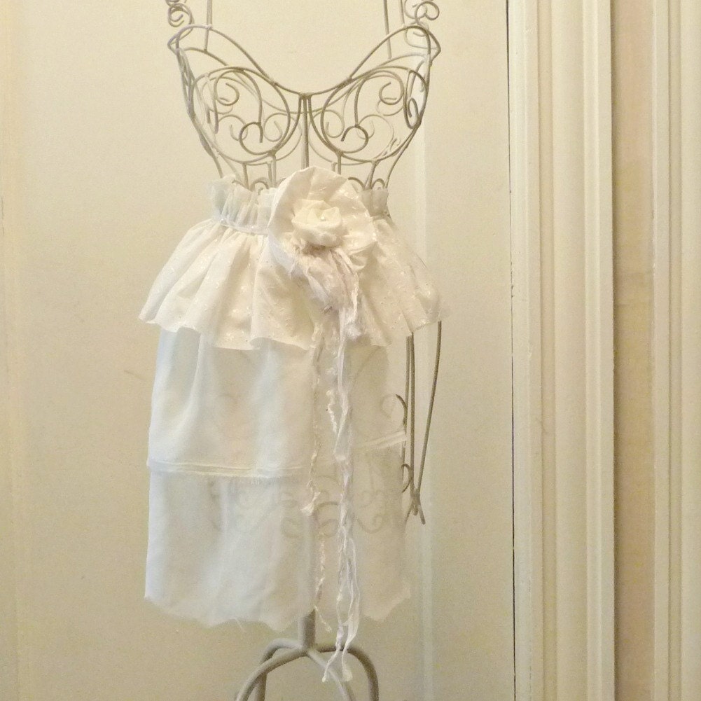 Ivory Bridal Belt Bouquet Chiffon Flower Girl Floral Apron Embroidered Eyelet Lace Bridesmaid Pearls Wedding Womens Sash