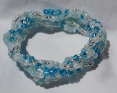 Ice Blue 5 Strand Beaded Stretch Bracelet - Will Custom Make to Size