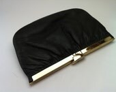 Black Leather Vintage Clutch 1940's