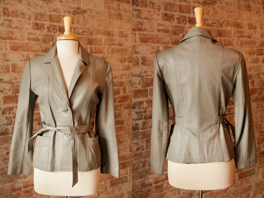 Vintage Late 1950's, Early 1960's Grey Leather Jacket