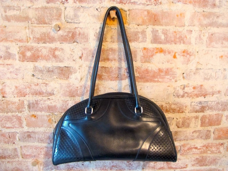 Vintage Black Perforated Leather Bag