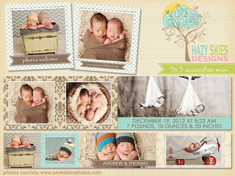 3x3 Accordion Mini Book Album Template Mini - AM106
