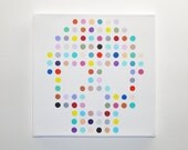 Toile acrylique 30x30cm - Tête de mort multicolore
