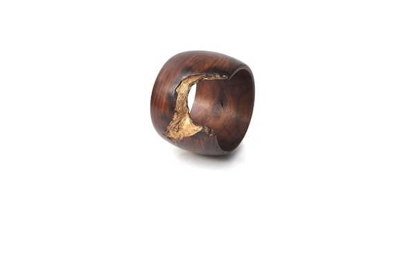 Wood Bracelet, Rosewood and Gold Leaf - Regal Gold