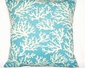 Blue Pillow Covers Sea Coral Outdoor Indoor Decorative Pair 16x16