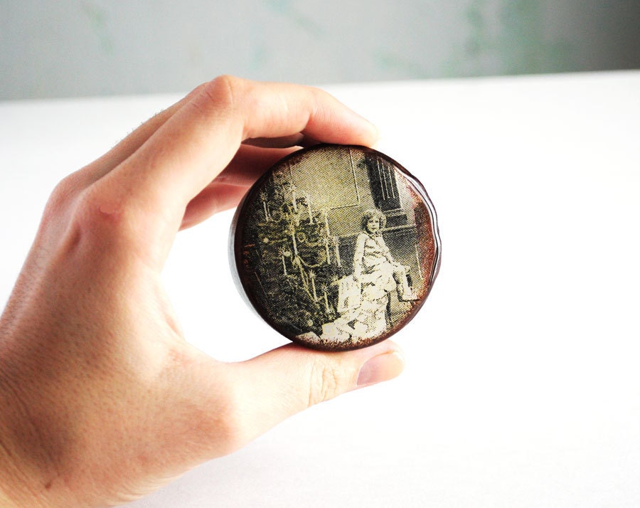 Vintage card wooden box for jewelry in vintage style - home decor, party, dark green, gray, trinket box for her for girl  - made to order