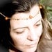 Bohemian skinny headband tangerine orange brown green bead crochet cord  Gypsy hair piece