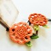 Tangerine wedding. Orange green crochet flower hair clip - pair. Spring boho chic fashion accessories.
