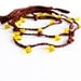 Chocolate  yellow  skinny headband. Hippie crochet rope accessory, beaded crochet strand , neon crown,
