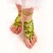 Gypsy Crochet Barefoot sandals, foot jewelry, green nude shoes, Lolita, sexy, lace,bohemian, foot thongs, yoga, belly-dance, Summer fashion