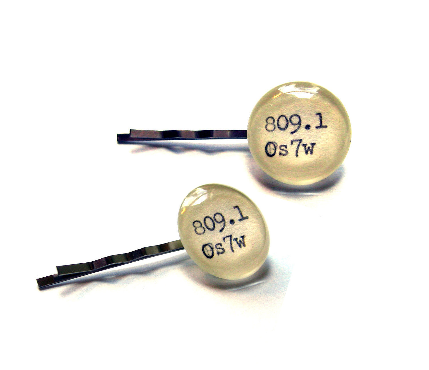 Pair of Dewey Decimal Library Card Hair Pin Bobby Pins - Set of 2 Made with Reclaimed Library Cards