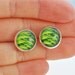 Green Fern Earrings - Wearable Photo Art - Glass - Botanical - Woodland- Summer Autumn Fall Colors - Emerald Green