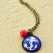 Anchor Necklace Navy Blue and Red Bead. Vintage Nautical Jewelry. Wearable Art.