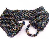 Peacock Iridescent Peyote Stitched Bracelet Cuff