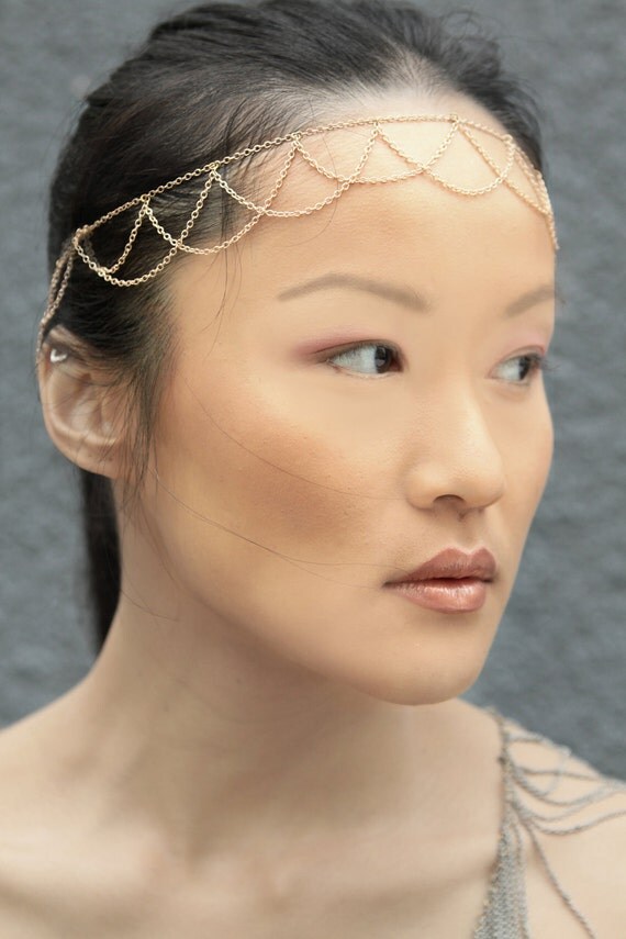 Brides Wave Headband -Rose Gold Plated Chain