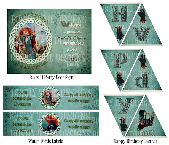 Brave Princess Merida Party  Kit - Personalized