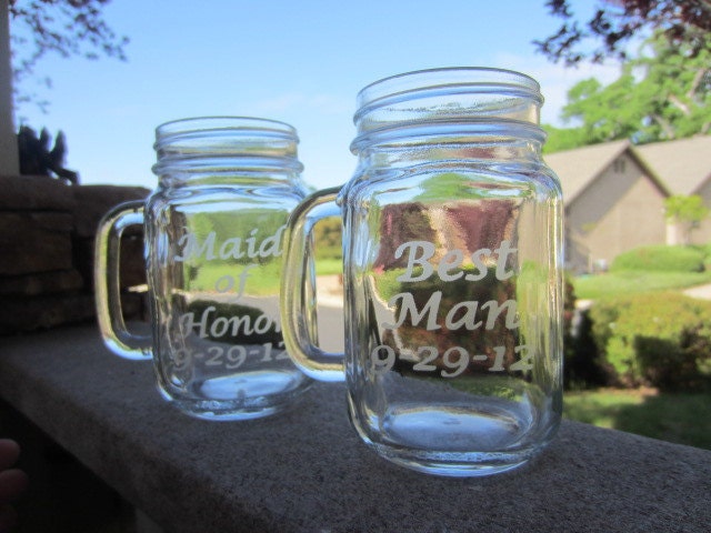 Mason Jar Mug, Wedding, Maid of Honor and Best Man