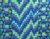 Baby Quilt, Lap Quilt, Wall Hanging, Table Topper - Blue Butterfly Bargello