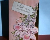 Vintage Card Get Well Lillies Pink 1940s