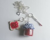 Jelly/Jam Sandwich Cluster Pendant Necklace - Miniature Food Jewelry