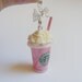 Scented or Unscented Starbucks inspired Strawberry Frappuccino Miniature Food Necklace Pendant - Miniature Food Jewelry