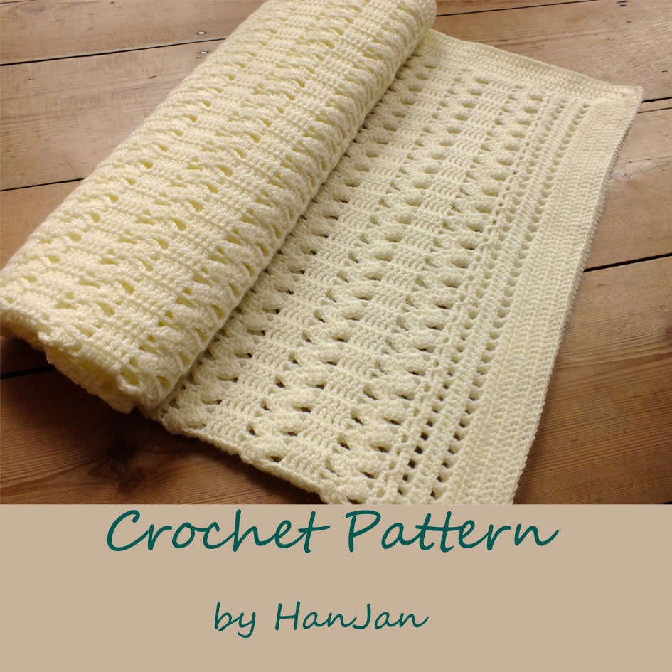 Instant Download PDF Crochet Pattern: Gentle Cream Zigzag Baby Blanket, easy US instructions with HanJan crochet tutorial