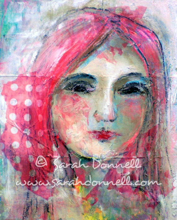 A4 Print Neon Wall Art Decor Hot Pink Abstract Artwork Illustration Mixed Media Girl Woman Painting Acrylic Australian Artist - Shine