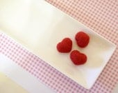 Love Needlecraft - Wool Felt Home Decor - Needle Felted Soft Hearts (Red),  set of 3