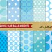 Scrapbooking Digital Paper Pack TURQUOISE BLUE Polka Dots Backgrounds Printable Instant Download