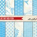 INSTANT DOWNLOAD Scrapbooking Digital Paper Pack BLUE Sky Koi Fish Printable Background 8.5x11 // A4