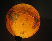 Vintage (1980s) Denmark World Scan 12" Globe Lamp / Light with Wood Base & working Weather Gauges. (was 175 dollars)
