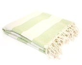 Cotton Turkish Towel - Light Green  Stripe