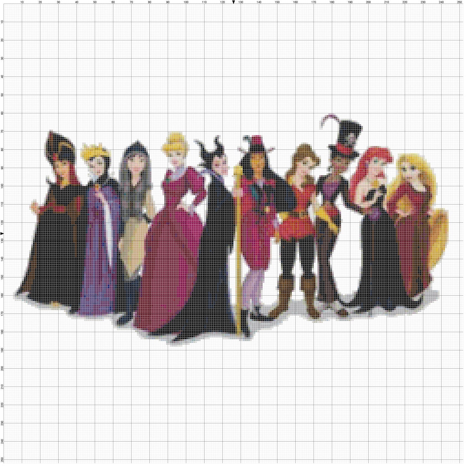 Disney Princess dressed as Disney Villains Cross Stitch Pattern PDF (Pattern Only)