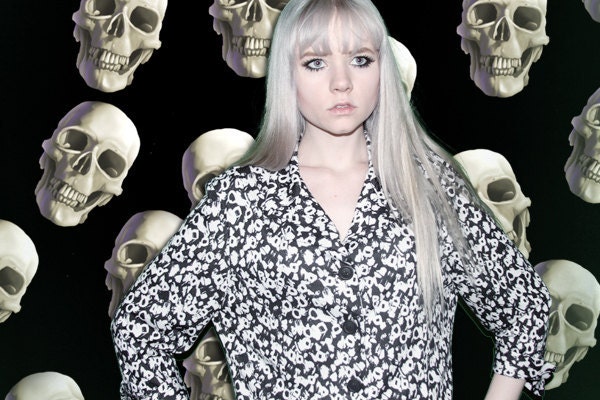 Optical Black and White Button-Up Shirt
