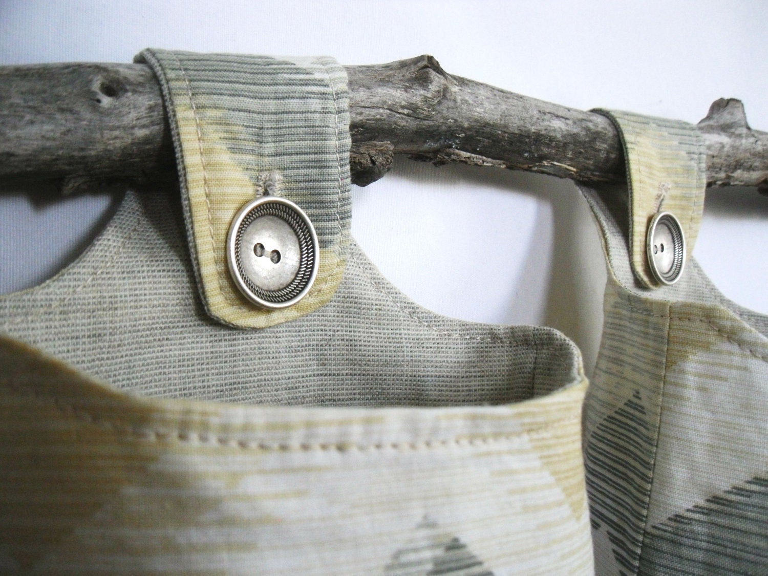 Fabric Hanging Baskets, Two Reversible Neutral Hanging Home Storage Baskets