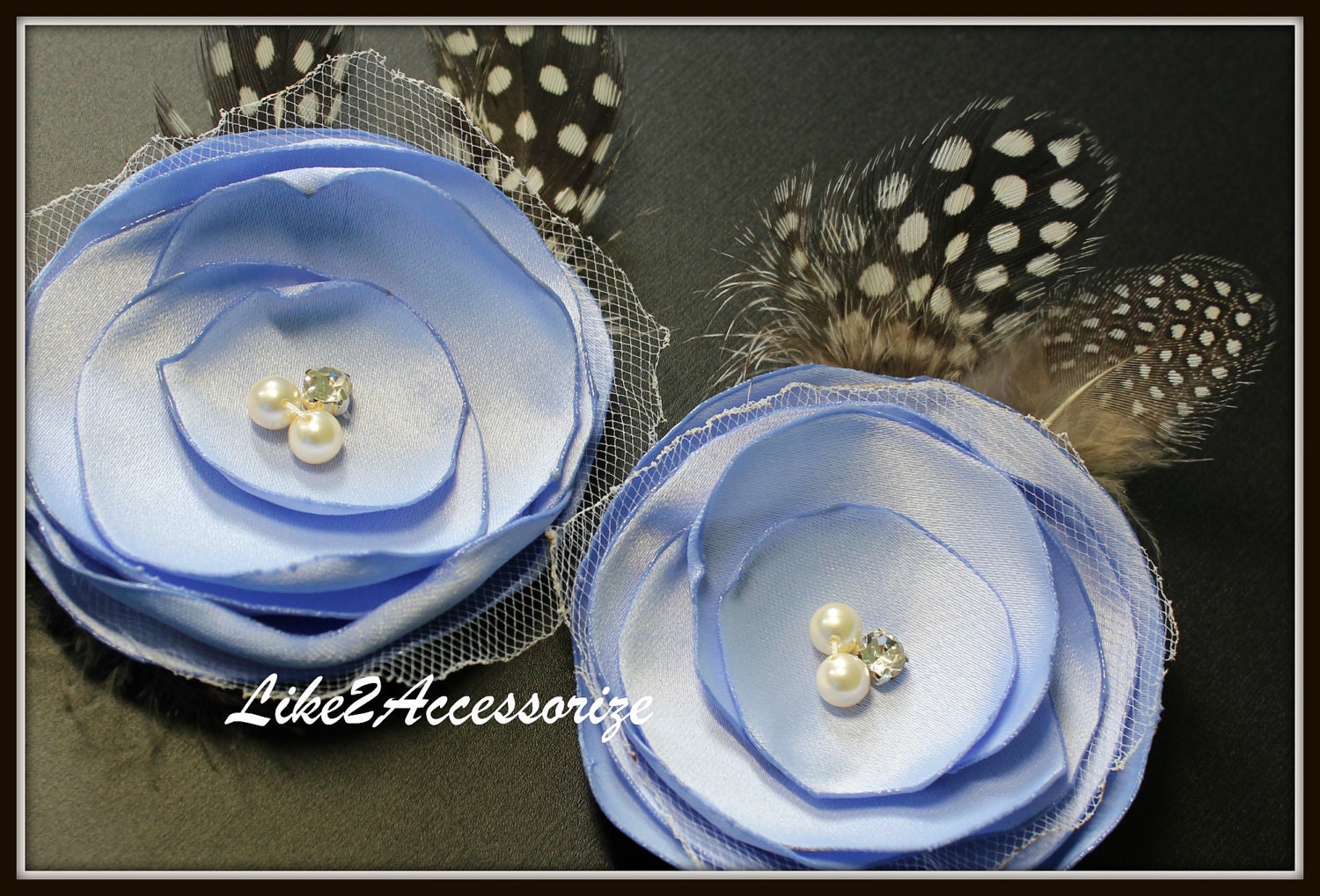 Something Blue Hair Flower Bridal Hair Piece Bridesmaid Gift Wedding Accessories Bridal Feather Fascinator Handmade Flower Bridal Headpiece