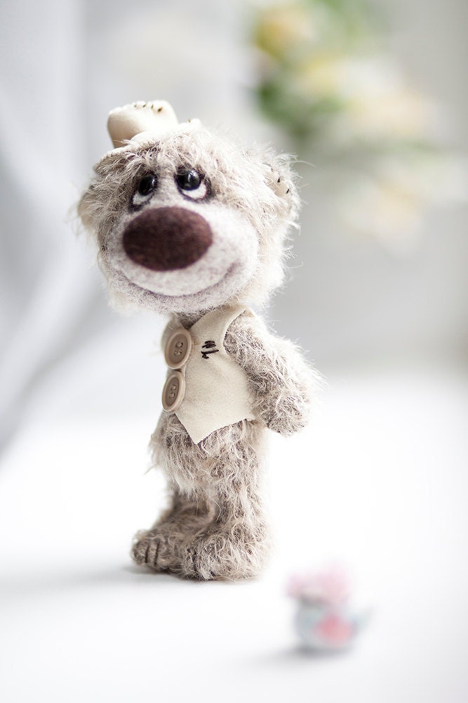 Collectible mohair teddy bear Taggart- Artist Bear OOAK - Birthday gift - Wedding gift - Groom