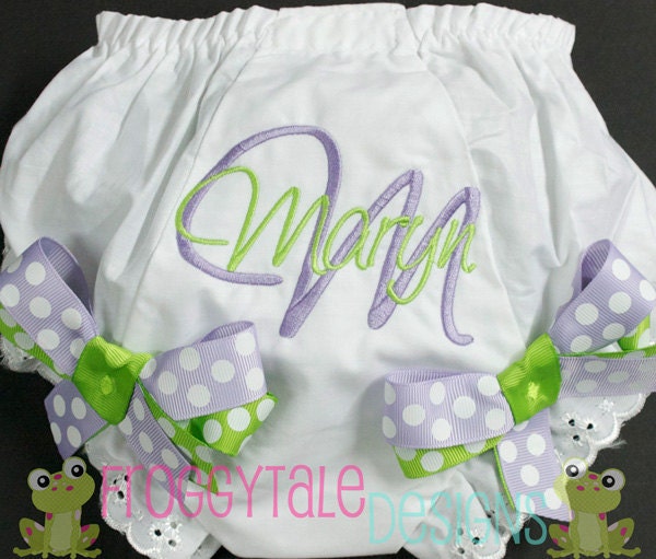 Monogrammed Diaper Cover Tutu Bloomer with Your Choice of Ribbon Double Bows for Little Baby Girls - PERSONALIZED Custom