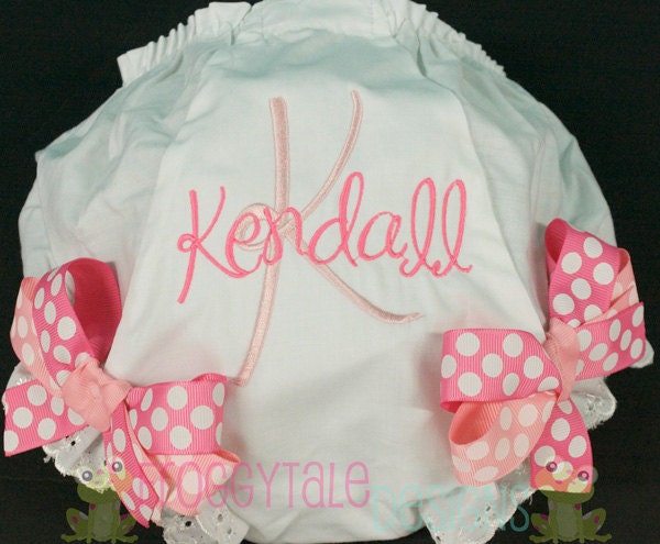 Monogrammed Diaper Cover Tutu Bloomer with Your Choice of Ribbon Double Bows for Little Baby Girls - PERSONALIZED Custom