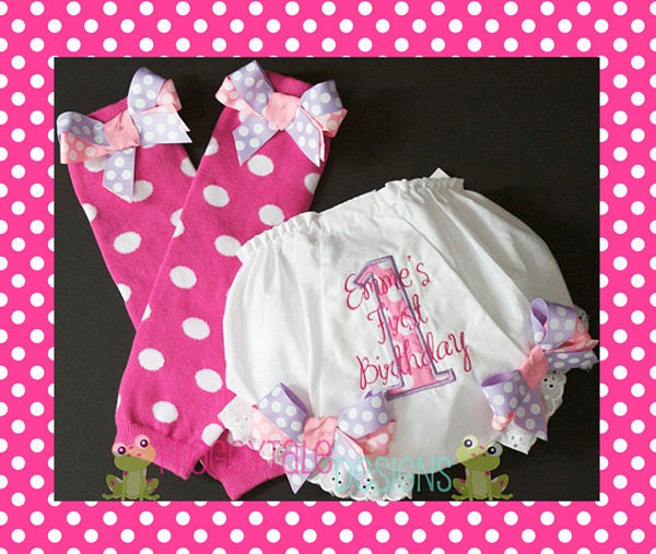 Birthday Diaper Cover Tutu Bloomer and Leg Warmer Full Set Outfits for Little Baby Girls - PERSONALIZED Custom
