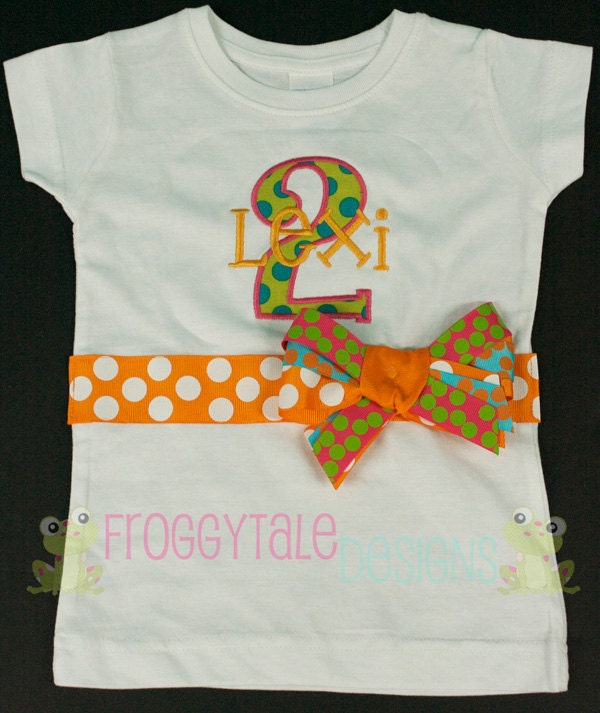 Birthday Girl Polka Dot Number Bodysuit Onesie or Toddler Shirt in Outfits for Little Baby Girls - PERSONALIZED Custom