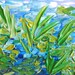 RESERVED for Erica - Original Abstract Acrylic 8 x 10 Painting Lake Love Blue Green Seaweed Lovely Art OOAK For Him Gift Under 75