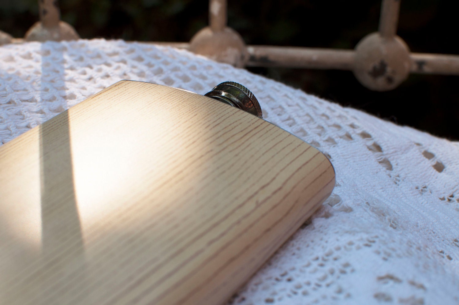 Ash Woodgrain Stainless Steel Hip Flask