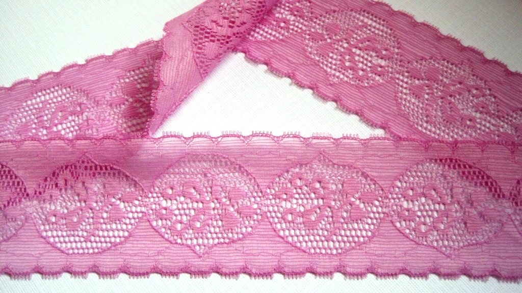 Scalloped Lace Trim, Fuchsia, 1 3/4" inch wide, 1 Yard, For Mixed Media, Home Decor, Apparel, Accessories, Victorian & Romantic Crafts